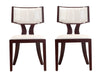 Manhattan Comfort Set of 2 Pulitzer Faux Leather Dining Chairs - Pearl White & Walnut