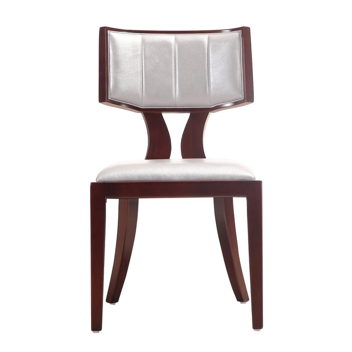 Manhattan Comfort Set of 2 Pulitzer Faux Leather Dining Chairs - Silver & Walnut
