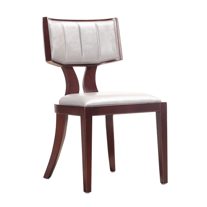 Manhattan Comfort Set of 2 Pulitzer Faux Leather Dining Chairs - Silver & Walnut