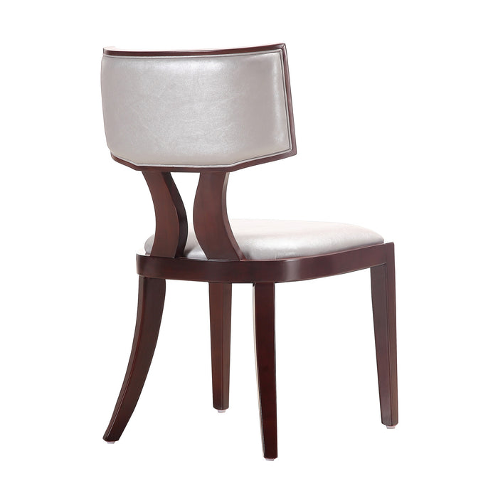Manhattan Comfort Set of 2 Pulitzer Faux Leather Dining Chairs - Silver & Walnut