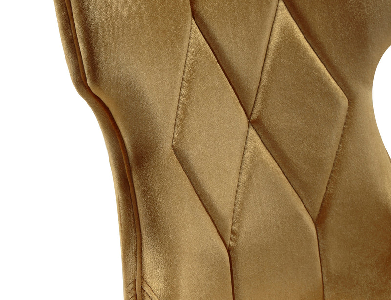 Manhattan Comfort Set of Two Reine Velvet Dining Chair - Antique Gold & Walnut