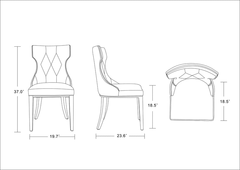 Manhattan Comfort Set of 2 Reine Faux Leather Dining Chairs - Pebble Grey