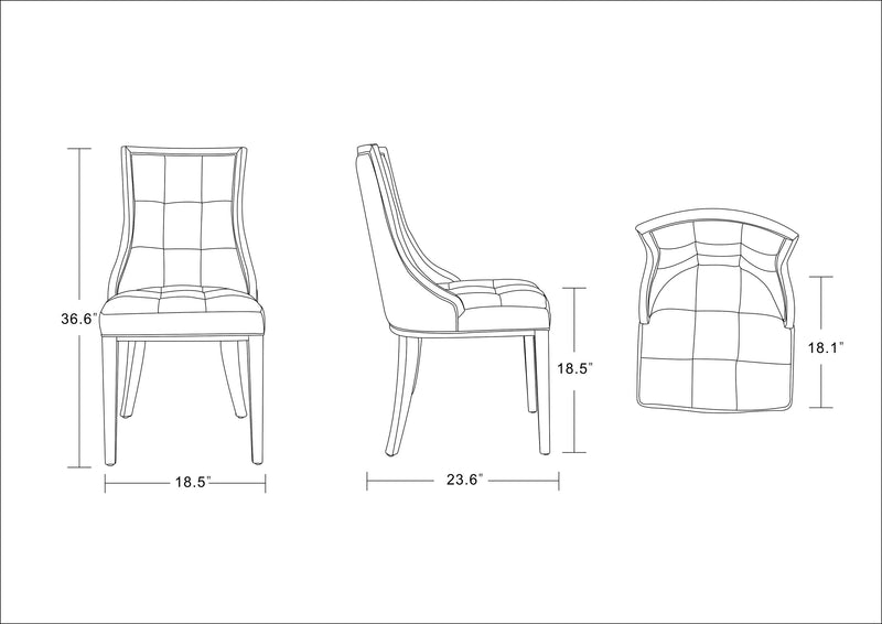 Manhattan Comfort Set of 2 Fifth Avenue Faux Leather Dining Chairs - Cream & Walnut