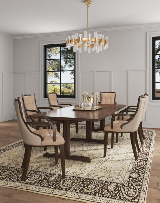 Manhattan Comfort Fifth Avenue Faux Leather Dining Chair - Tan & Walnut