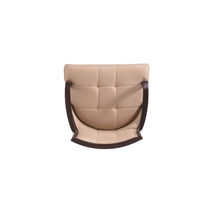 Manhattan Comfort Fifth Avenue Faux Leather Dining Chair - Tan & Walnut