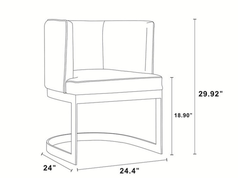 Manhattan Comfort Aura Velvet Dining Chair - Royal Blue & Polished Brass