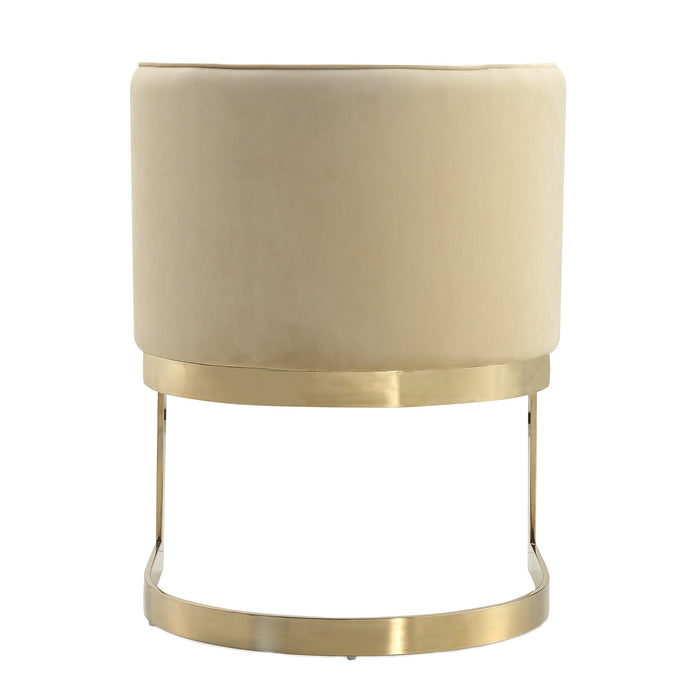 Manhattan Comfort Aura Velvet Dining Chair - Sand & Polished Brass