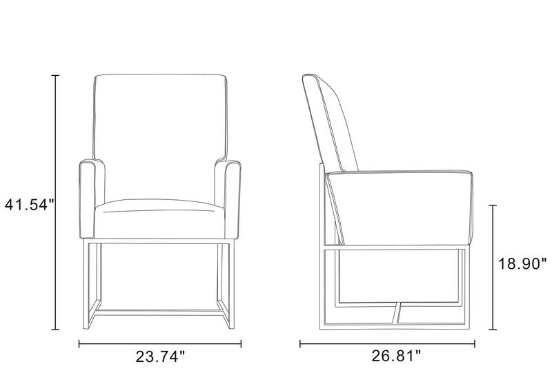 Manhattan Comfort Element Armless Dining Chair - Blue Velvet