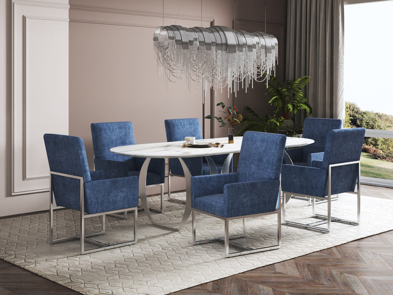 Manhattan Comfort Element Armless Dining Chair - Blue Velvet