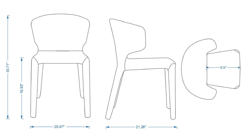 Manhattan Comfort Set of 2 Conrad Modern Woven Tweed Dining Chairs - Black