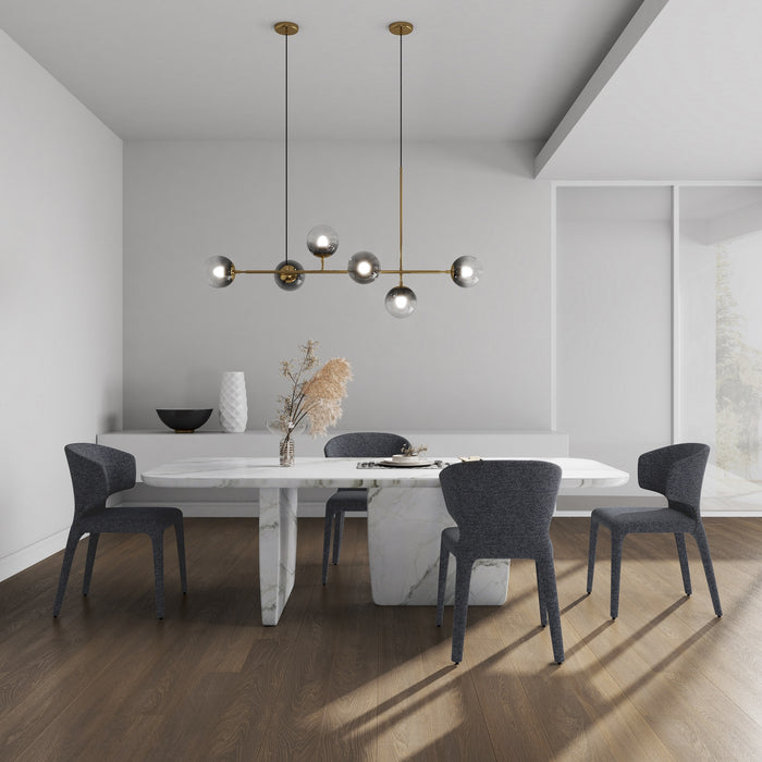 Manhattan Comfort Set of 2 Conrad Modern Woven Tweed Dining Chair - Grey