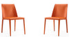 Manhattan Comfort Set of 2 Paris Coral Saddle Leather Dining Chairs - Coral