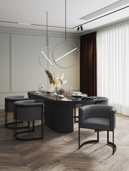 Manhattan Comfort Corso Leatherette Dining Chair with Metal Frame - Grey