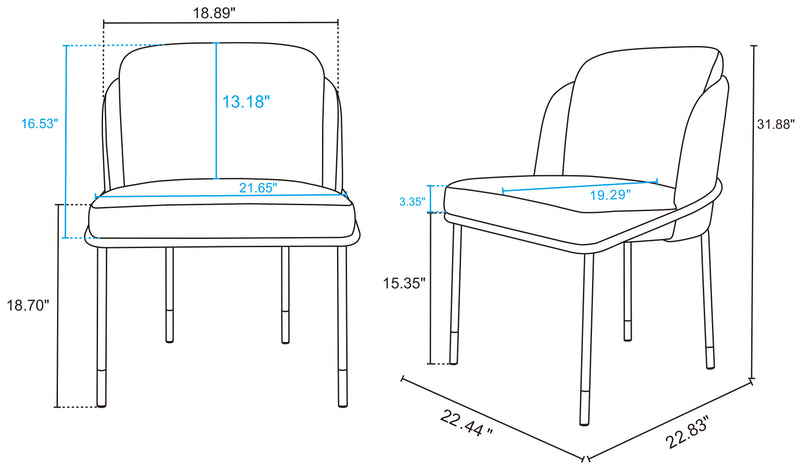 Manhattan Comfort Flor Fabric Dining Chair - Grey