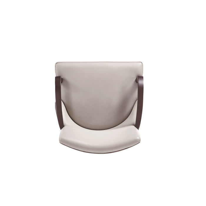 Manhattan Comfort Shubert Modern Faux Leather & Velvet Dining Armchair - Light Grey