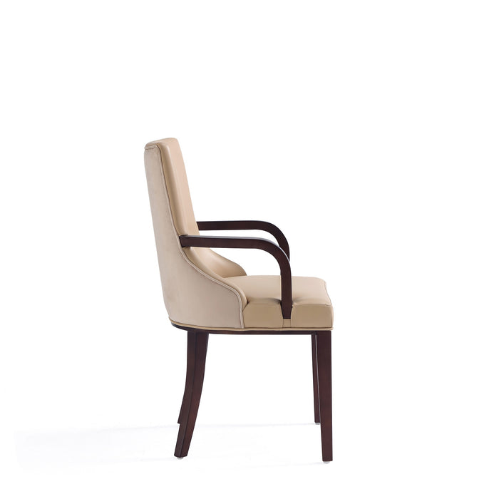 Manhattan Comfort Shubert Modern Faux Leather & Velvet Dining Chair - Tan
