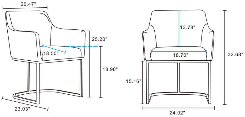 Manhattan Comfort Modern Serena Dining Chair Upholstered Leatherette with Steel Legs - Cream