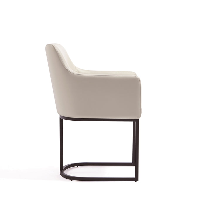 Manhattan Comfort Modern Serena Dining Chair Upholstered Leatherette with Steel Legs - Cream