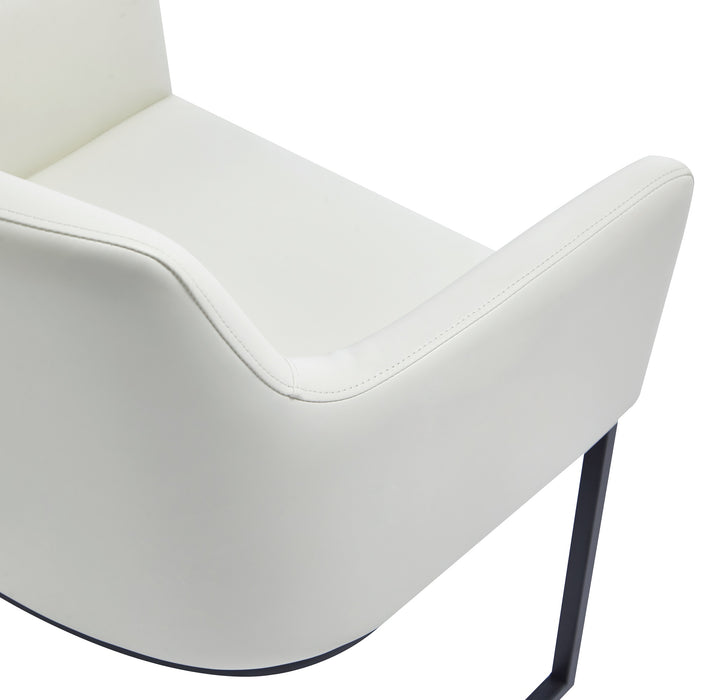 Manhattan Comfort Modern Serena Dining Chair Upholstered Leatherette with Steel Legs - Cream
