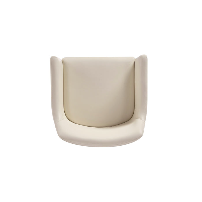 Manhattan Comfort Modern Serena Dining Chair Upholstered Leatherette with Steel Legs - Cream