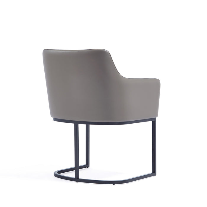 Manhattan Comfort Modern Serena Dining Armchair Upholstered Leatherette with Steel Legs - Grey