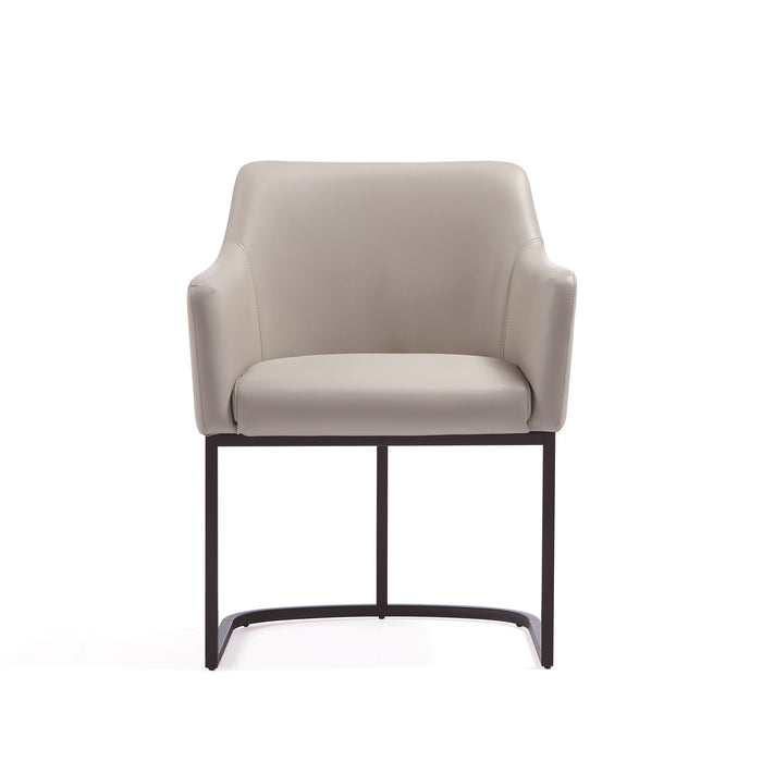 Manhattan Comfort Modern Serena Dining Armchair Upholstered Leatherette with Steel Legs - Light Grey