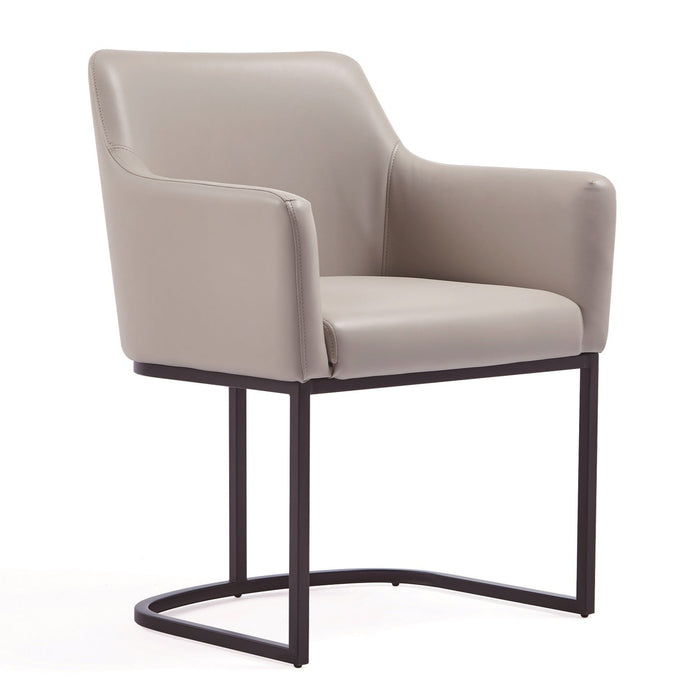 Manhattan Comfort Modern Serena Dining Armchair Upholstered Leatherette with Steel Legs - Light Grey
