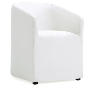 Manhattan Comfort Anna Modern Round Faux Leather Dining Chair - Cream