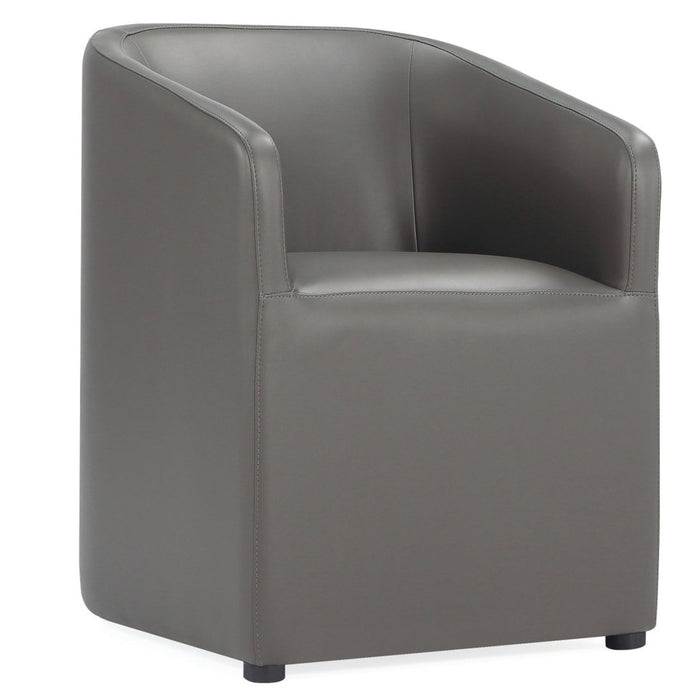 Manhattan Comfort Anna Modern Round Faux Leather Dining Chair - Pewter