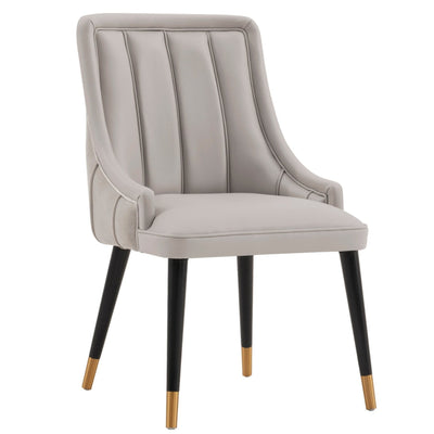 Manhattan Comfort Modern Eda Velvet & Leatherette Dining Chair - Grey|Chaise de salle à manger moderne Eda de Manhattan Comfort en velours et similicuir - grise
