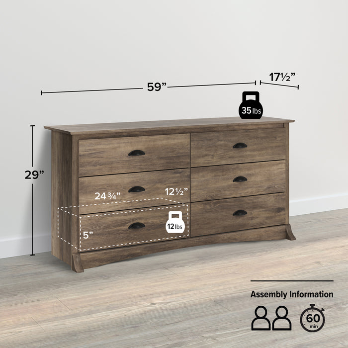 Salt Spring 6-Drawer Dresser - Drifted Grey