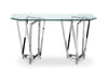 Drew 50” Modern Sofa Table with Glass Top and Metal Base – Chrome 