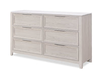 Elana Bedroom 6-Drawer Dresser, 65”W x 39”H, with Real Marble Top – Beige 