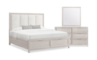 Elana 5pc Bedroom Set with Storage Bed, Dresser & Mirror, Natural - King Size
