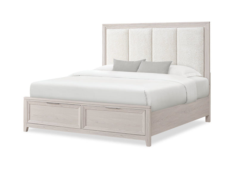 Elana 6pc Bedroom Set with Storage Bed, Dresser, Mirror & Nightstand, Beige – Queen Size