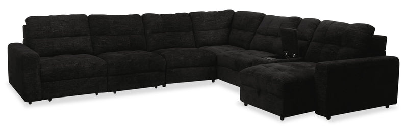 Scott Living Elevate Modular 7-Piece Right-Facing Chenille Fabric Power Sliding Sectional with Storage - Ebony