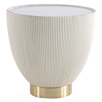 Manhattan Comfort Modern Anderson End Table 2.0 Upholstered Leatherette with Ceramic Faux Marble Tab