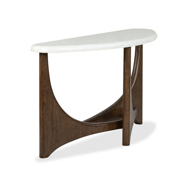 Frampton 54\" Sofa Table with Marble Veneer Top- Coffee 