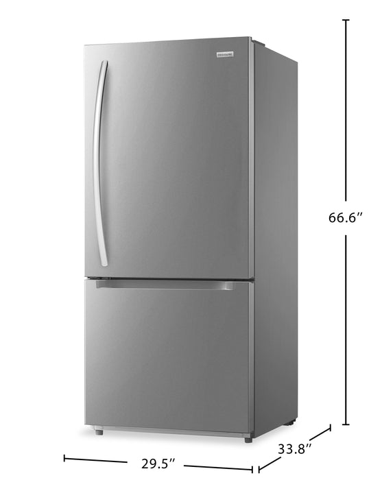 Frigidaire 29.5” 19 Cu. Ft. Bottom Freezer Refrigerator - Smudge-Proof Stainless Steel - FRBE1925AF