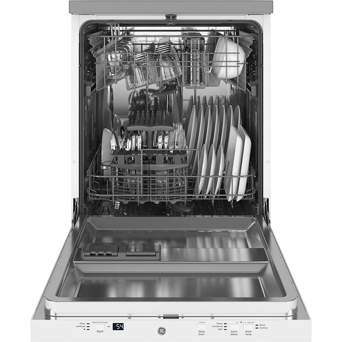GE 24\" 54 dBA Portable Top-Control Dishwasher with Piranha Hard Food Disposer - White - GPT225SGLWW