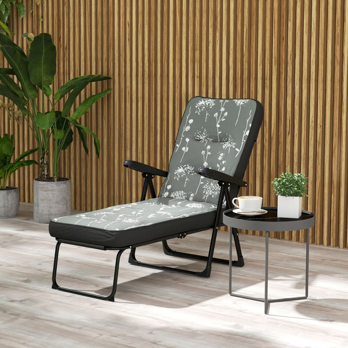 Outsunny Outdoor Lounge Chair W/ Cushion, Foldable Reclining Patio Chair