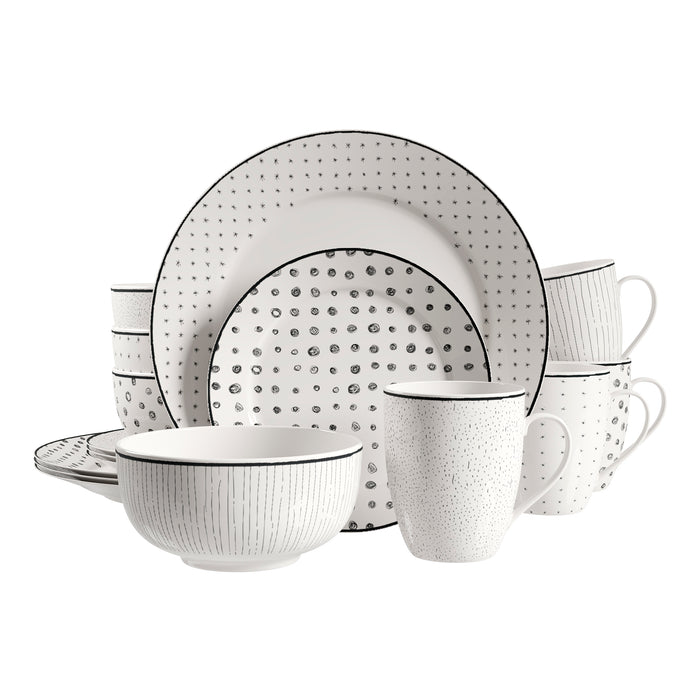 H2K Sketch 12-Piece Porcelain Dinnerware Set