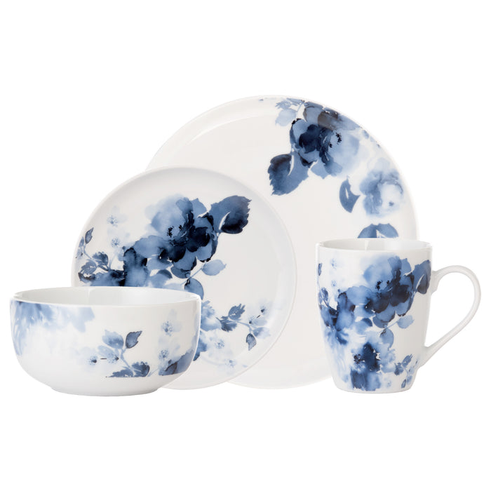 H2K Midnight Roses 16-Piece Porcelain Dinnerware Set