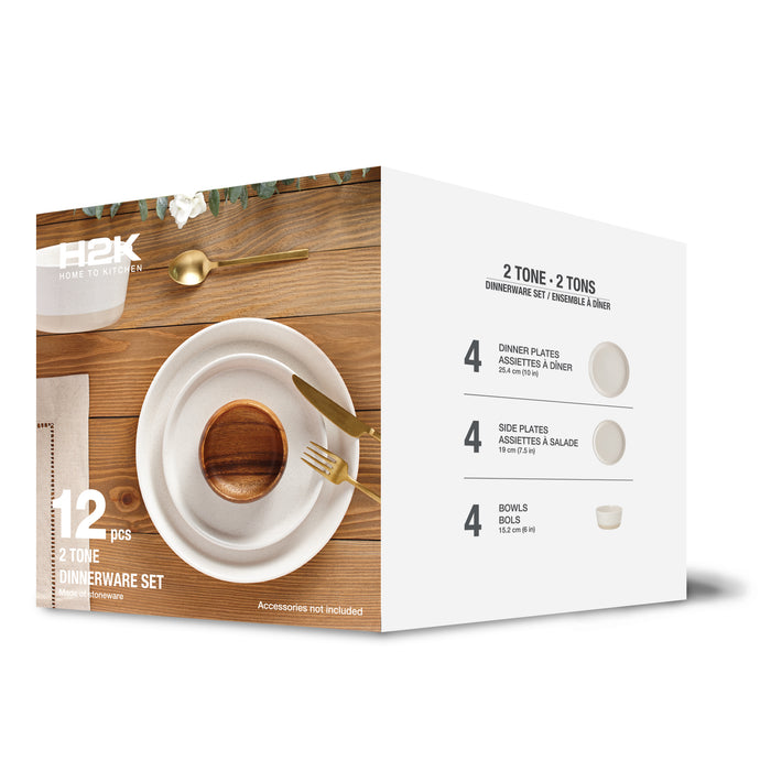 H2K 12-Piece Dinnerware Set for 4