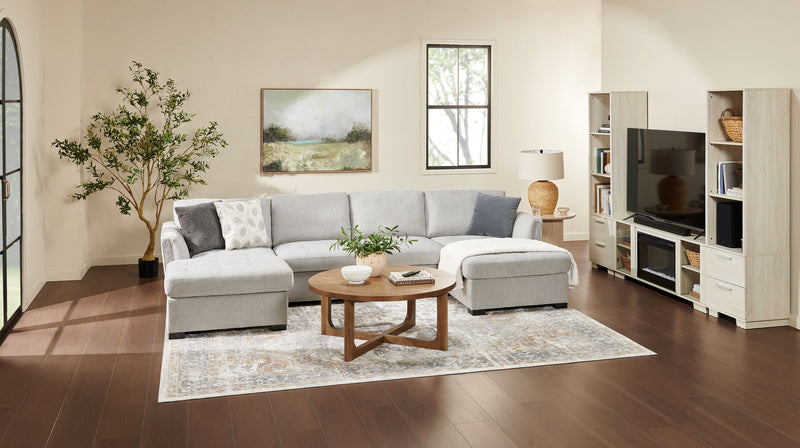 Vault 3-Piece Sectional with Sofa Bed Loveseat and Two Storage Chaises - Grey