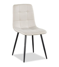 Arlo Dining Chair with Cushion Fabric Tufted Seat & Back, Metal – Grey