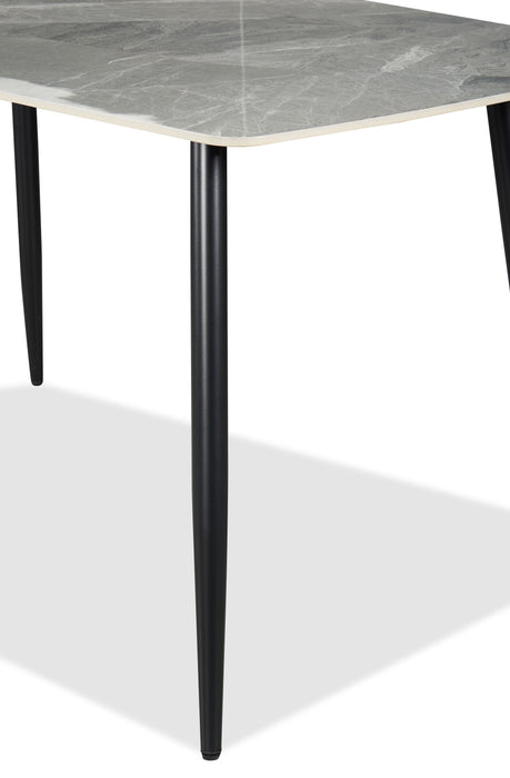 Arlo 7pc Dining Set with Table & 6 Green Chairs, Sintered Stone & Metal, 55\"W - Green & Grey/Black