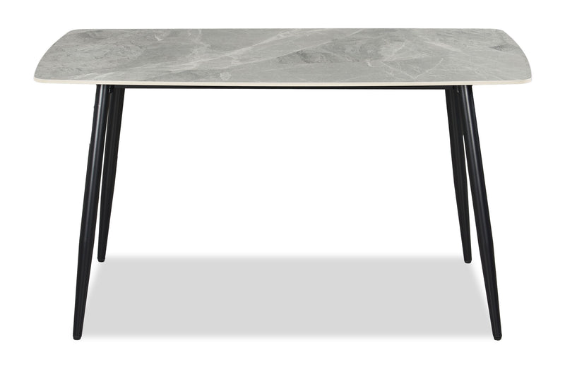 Arlo 7pc Dining Set with Table & 6 Green Chairs, Sintered Stone & Metal, 55\"W - Green & Grey/Black