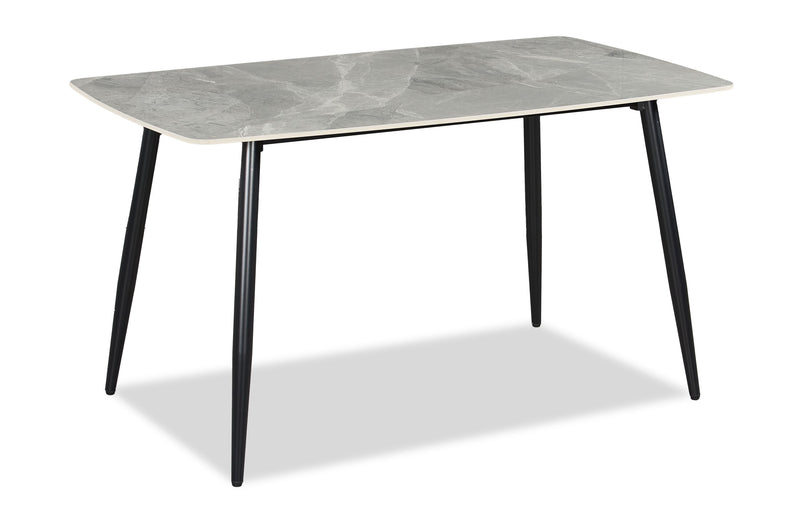 Arlo 7pc Dining Set with Table & 6 Green Chairs, Sintered Stone & Metal, 55\"W - Green & Grey/Black