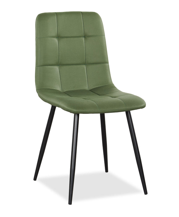 Arlo 7pc Dining Set with Table & 6 Green Chairs, Sintered Stone & Metal, 55\"W - Green & Grey/Black